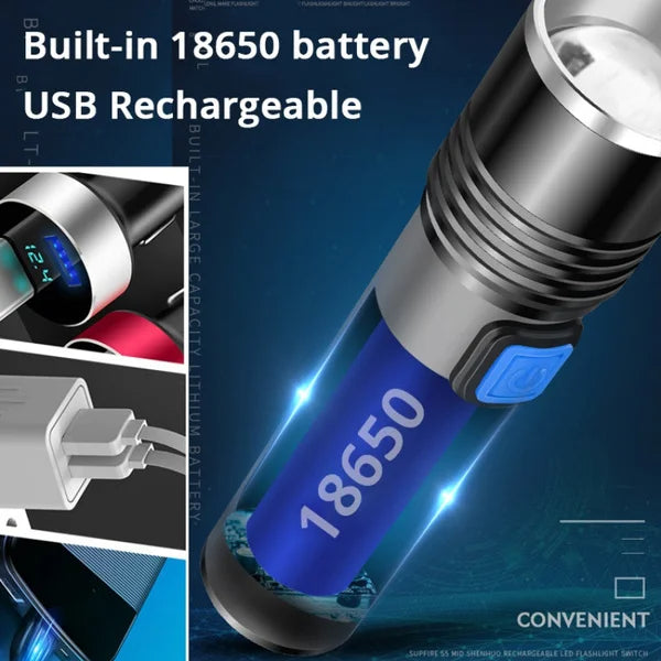 Linterna Aluminio Recargable UV K37