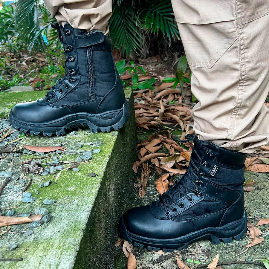 Bota Tenis Cremallera Caña Alta Negro