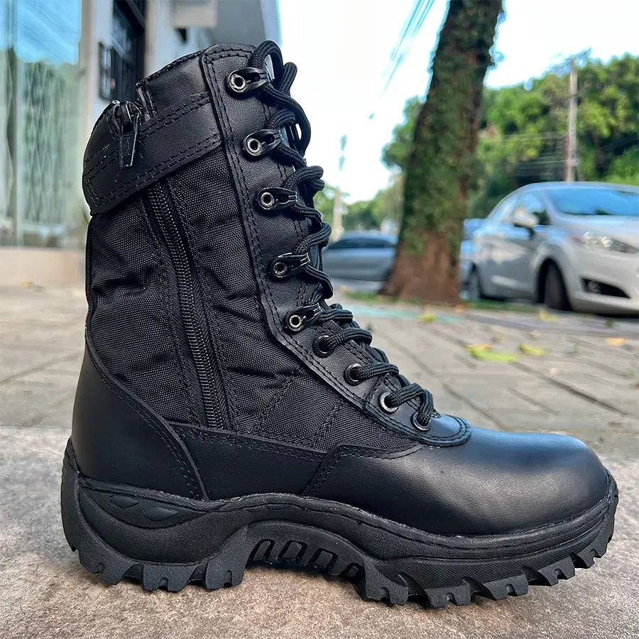 Bota Tenis Cremallera Caña Alta Negro