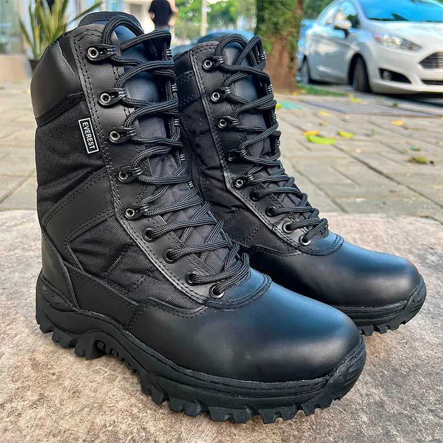 Bota Tenis Cremallera Caña Alta Negro