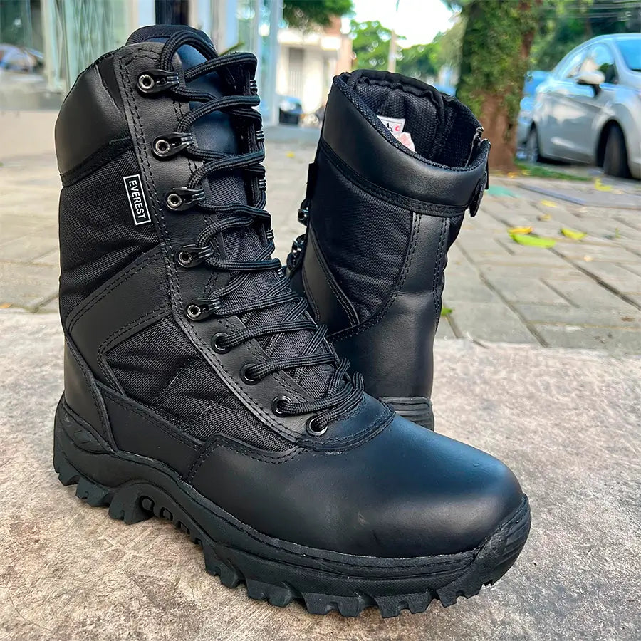 Bota Tenis Cremallera Caña Alta Negro