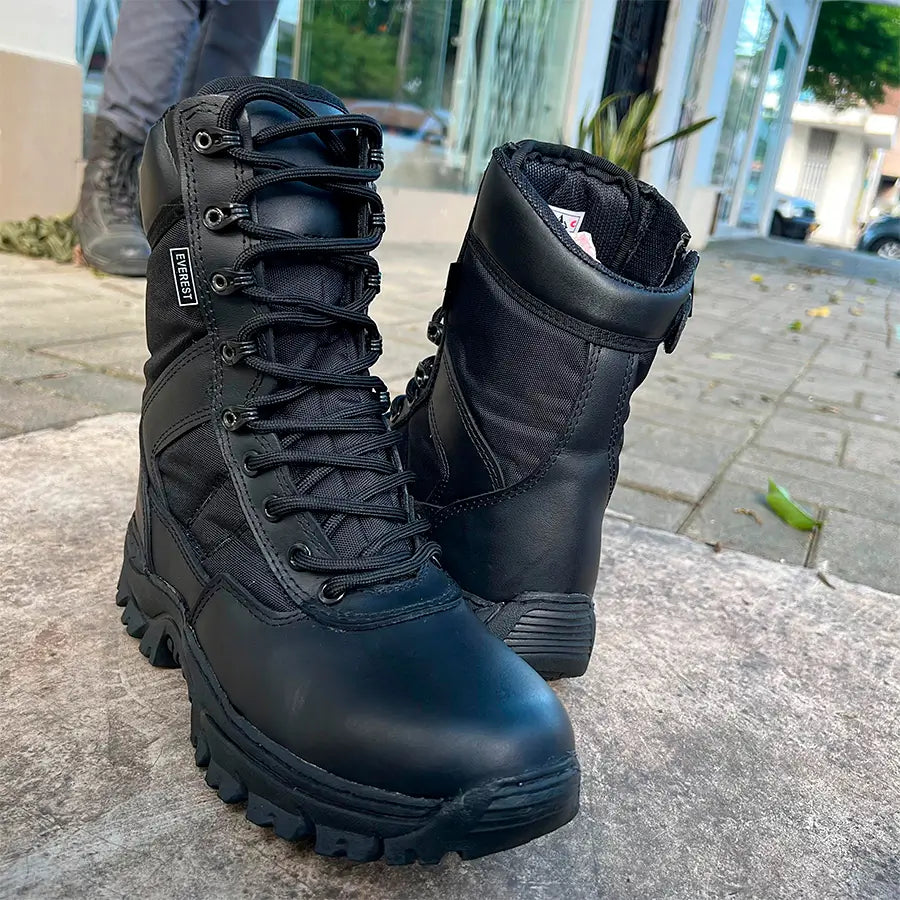 Bota Tenis Cremallera Caña Alta Negro