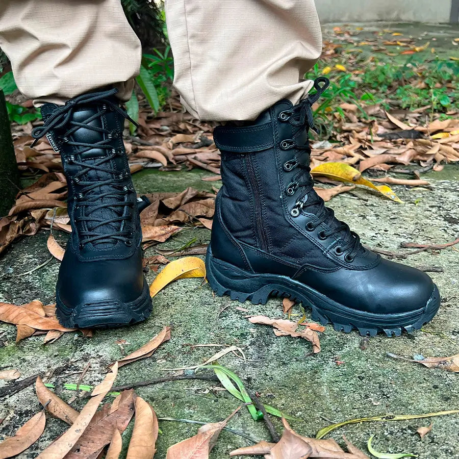 Bota Tenis Cremallera Caña Alta Negro