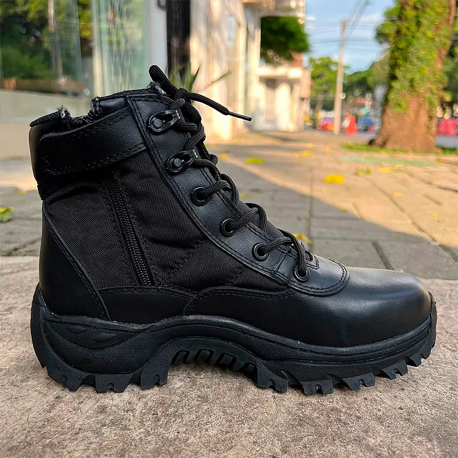 Bota Tenis Cremallera Caña Media Negro