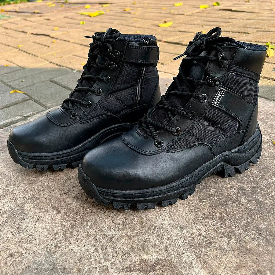 Bota Tenis Cremallera Caña Media Negro