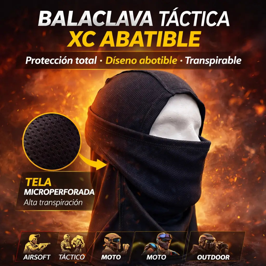 Balaclava XC Abatible Microperforada Negro