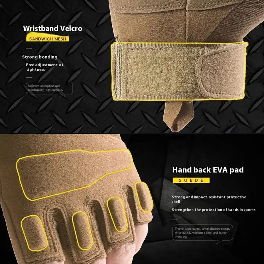 Guante Tactico Medio Dedo AG Kaki