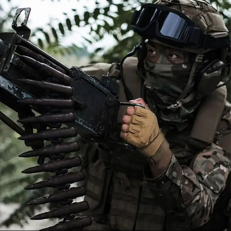 Guante Tactico Medio Dedo AG Kaki