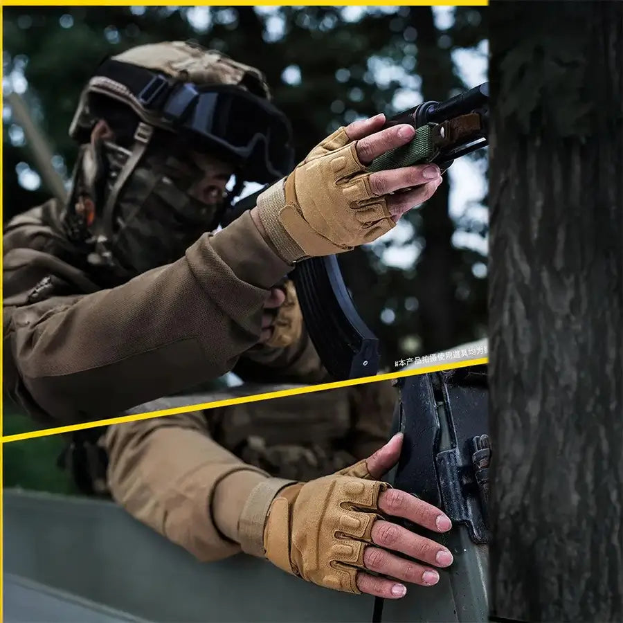 Guante Tactico Medio Dedo AG Kaki