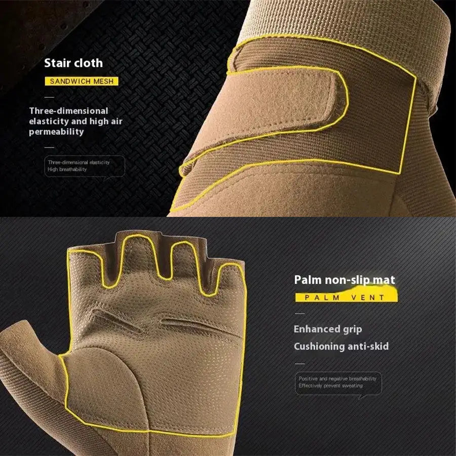 Guante Tactico Medio Dedo AG Kaki