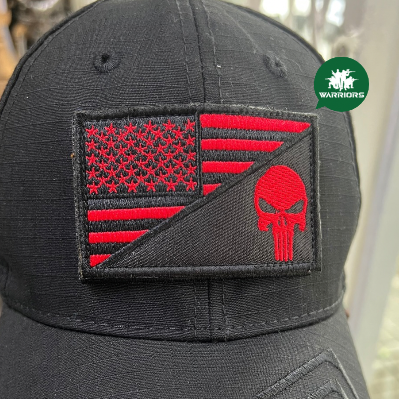 Parche punisher bandera usa R2 Negro Blanco