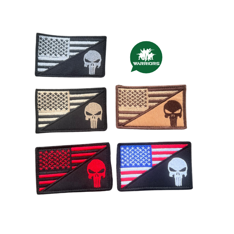 Parche punisher bandera usa R2 Negro Blanco