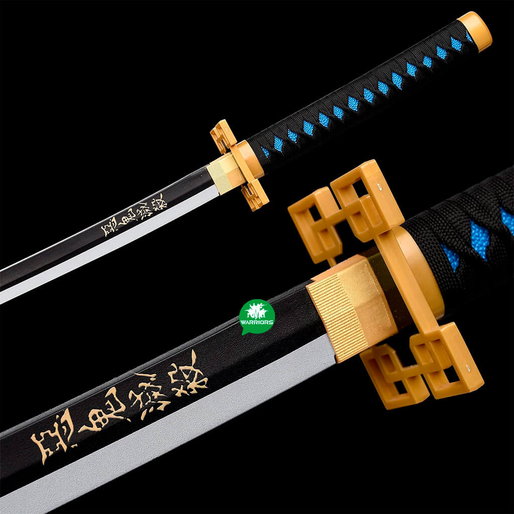 Katana corta negro azul Demon Slayer