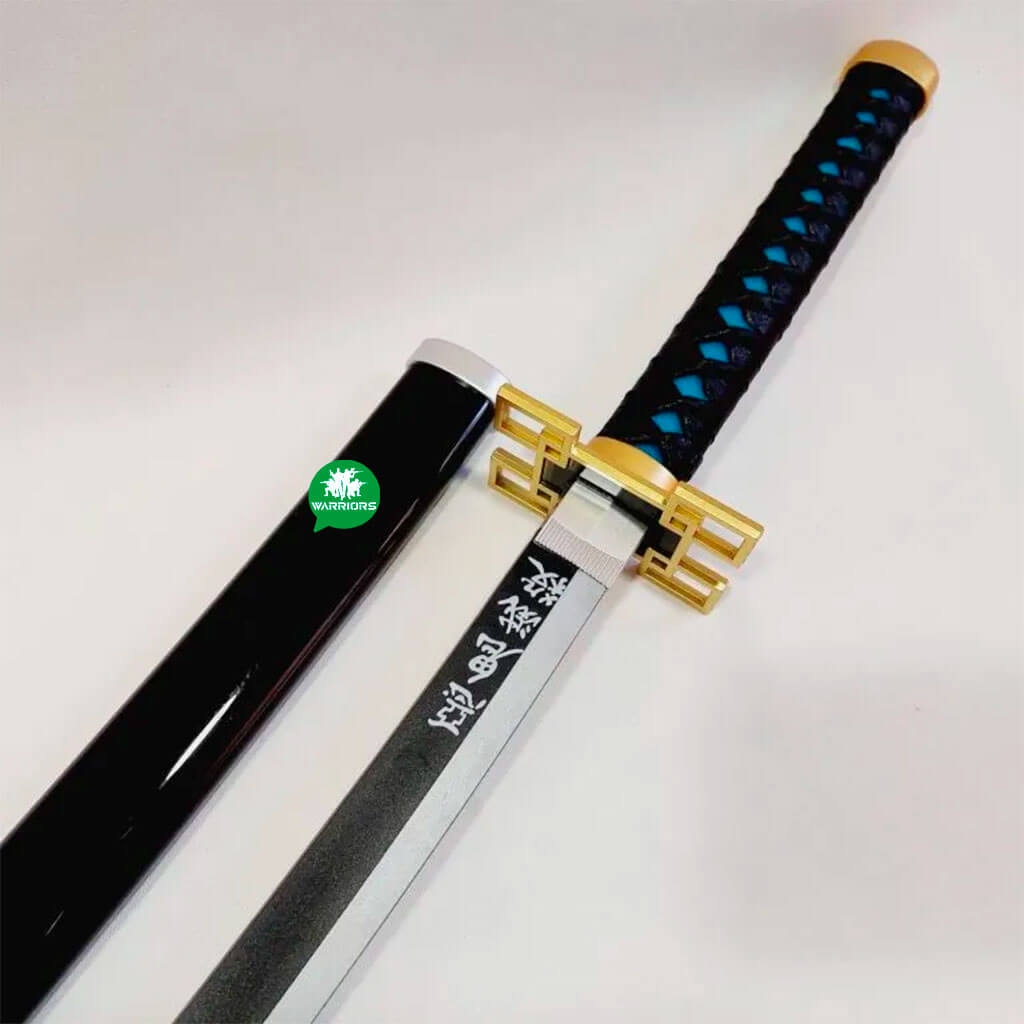 Katana corta negro azul Demon Slayer