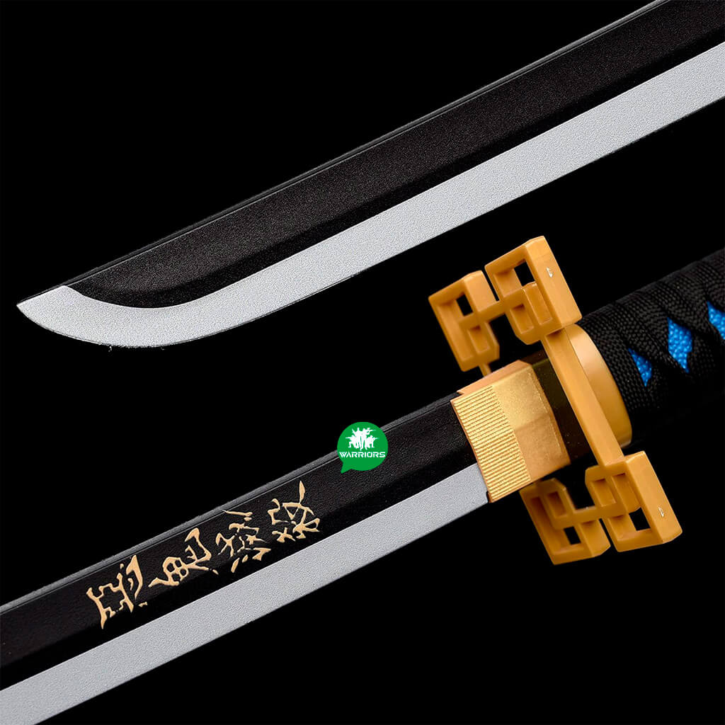 Katana corta negro azul Demon Slayer