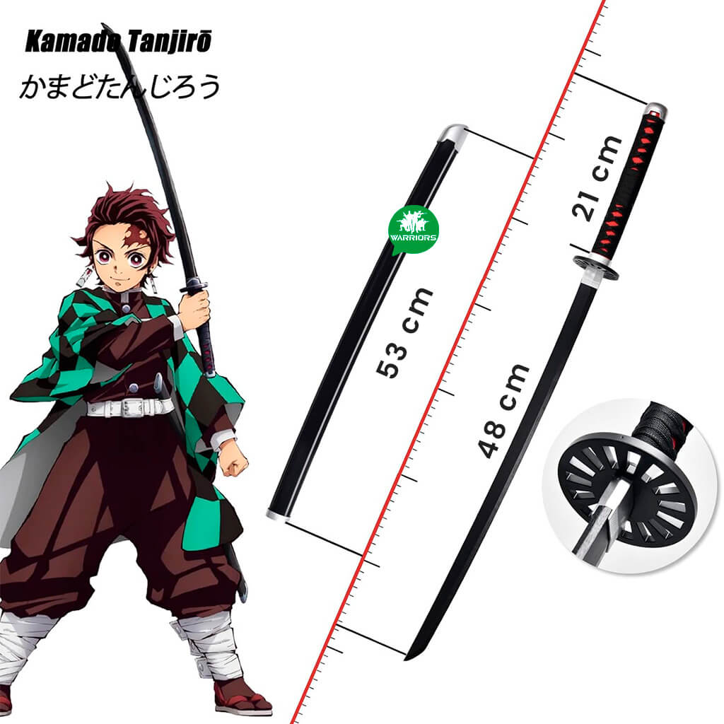 Katana Corta Negro Rojo Demon Slayer