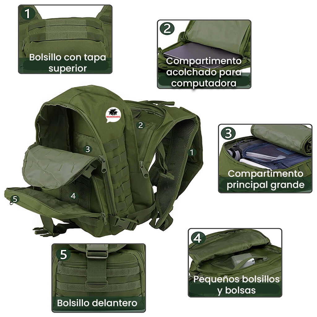 Morral Táctico Casco Solapa 50 Litros