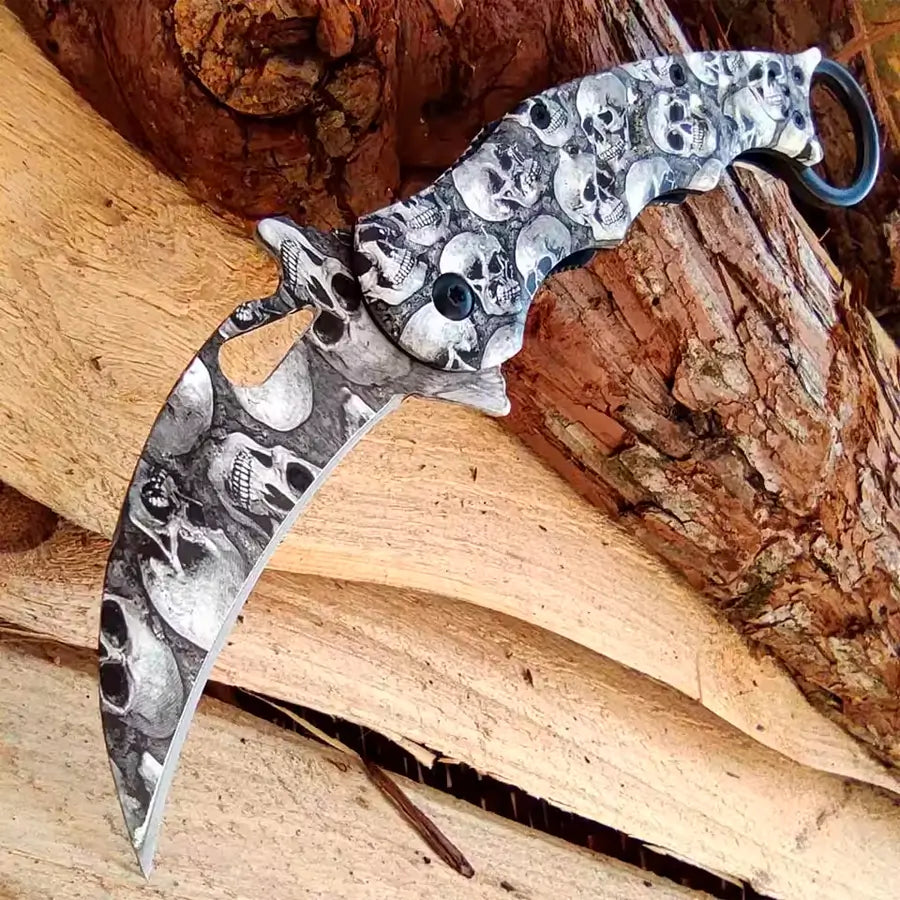 Navaja Karambit Calaveras Blanco
