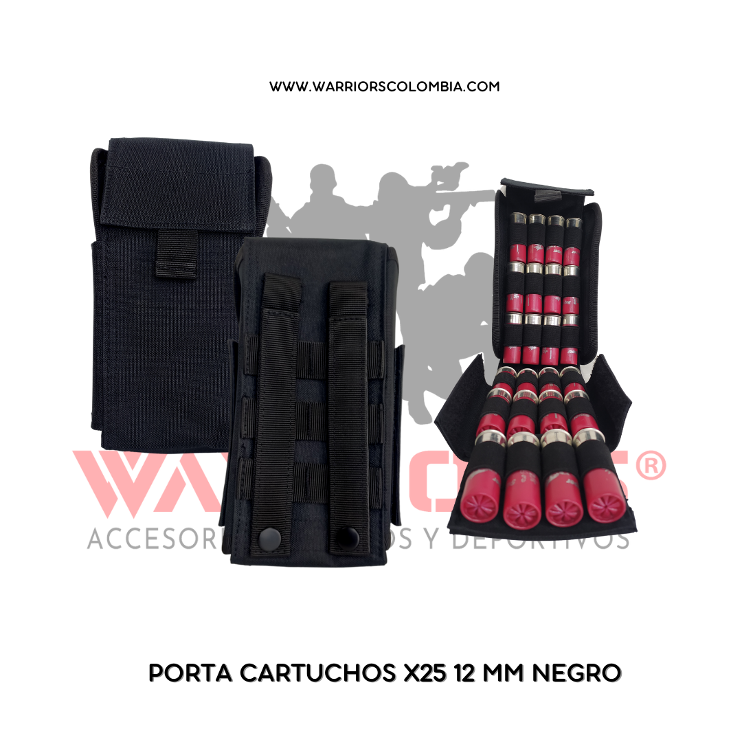 PORTA CARTUCHOS X25 12MM NEGRO
